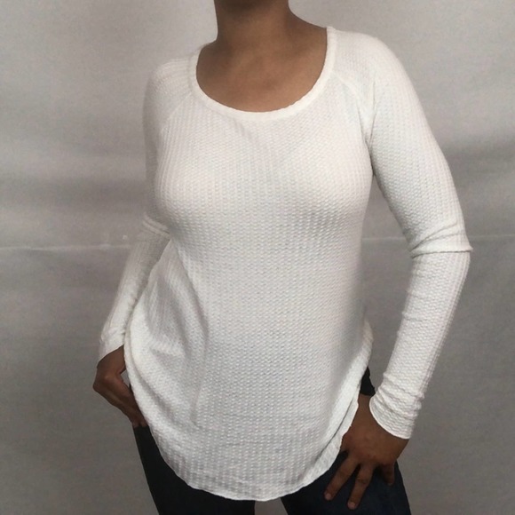 NWT Chaser Waffle Knit strap back long sleeve thermal ivory white - Picture 3 of 3
